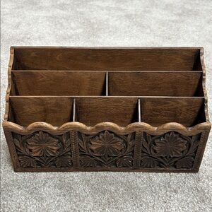 Lerner Carved Desk Letter Organizer Boho woodgrain resin floral
